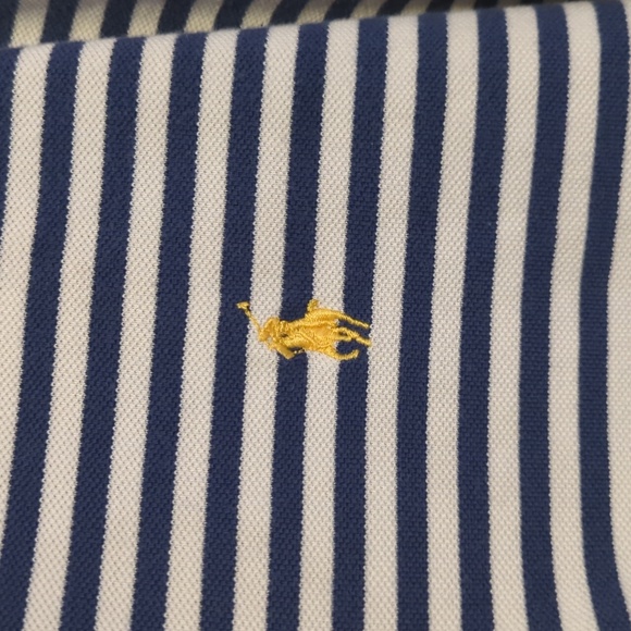 Vintage Y2K Polo By Ralph Lauren Navy and White Striped Collared Polo Logo XL - Picture 4 of 8